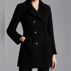💯%Wool Preloved Fabio Vintage Black/Carbon Grey Double-Breasted Women's Coat